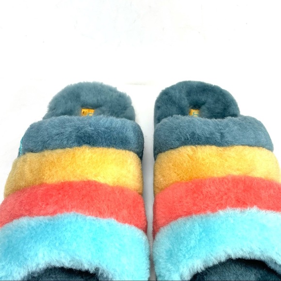 UGG Fluff You Men’s Slides Marina Blue Multi Comfort Beach 1123772 - Picture 7 of 11